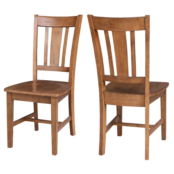 International Concepts Set of Two San Remo Splatback Chair, Distressed Oak - C42-10P