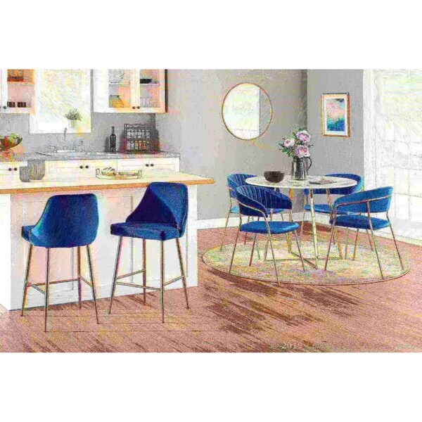 Lumisource Tania Chair in Gold Metal with Blue Velvet, PK 2 - CH-TANIA AUVBU2