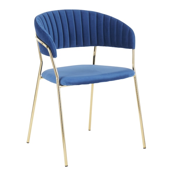 Lumisource Tania Chair in Gold Metal with Blue Velvet, PK 2 - CH-TANIA AUVBU2
