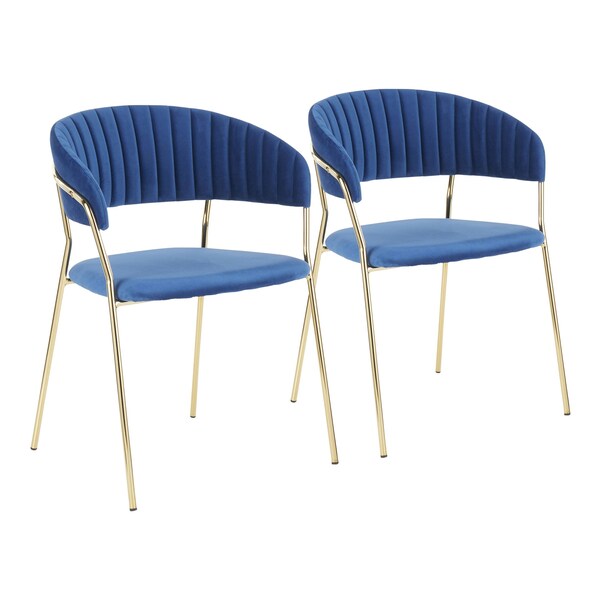 Lumisource Tania Chair in Gold Metal with Blue Velvet, PK 2 - CH-TANIA AUVBU2