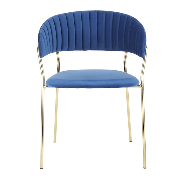 Lumisource Tania Chair in Gold Metal with Blue Velvet, PK 2 - CH-TANIA AUVBU2