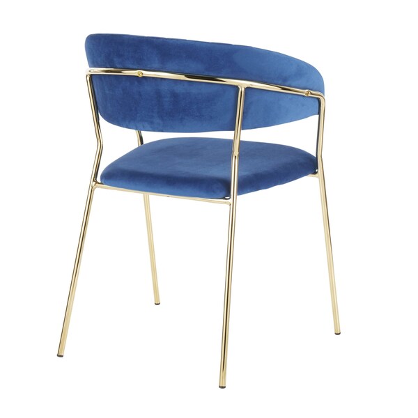 Lumisource Tania Chair in Gold Metal with Blue Velvet, PK 2 - CH-TANIA AUVBU2