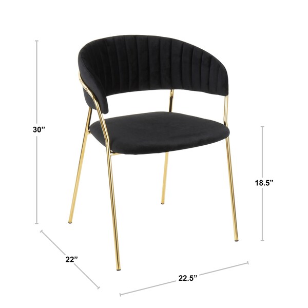 Lumisource Tania Chair in Gold Metal with Blue Velvet, PK 2 - CH-TANIA AUVBU2