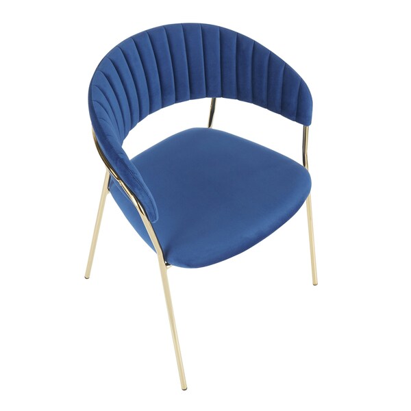 Lumisource Tania Chair in Gold Metal with Blue Velvet, PK 2 - CH-TANIA AUVBU2