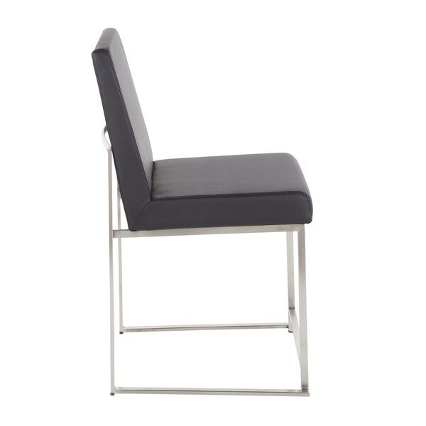 Lumisource High Back Fuji Chair in Stainless Steel, Black Faux Leather, PK 2 - DC-HBFUJI SSBK2