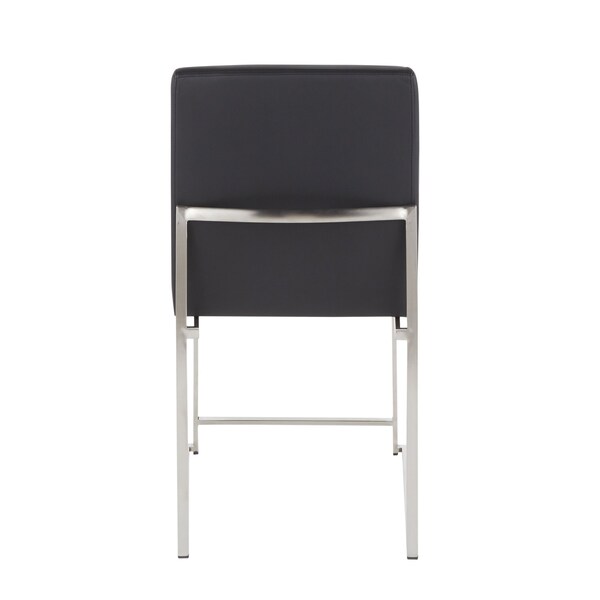 Lumisource High Back Fuji Chair in Stainless Steel, Black Faux Leather, PK 2 - DC-HBFUJI SSBK2