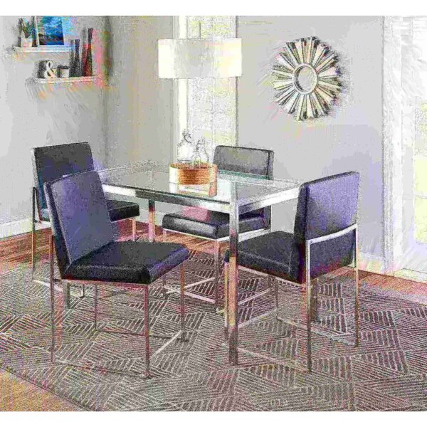 Lumisource High Back Fuji Chair in Stainless Steel, Black Faux Leather, PK 2 - DC-HBFUJI SSBK2