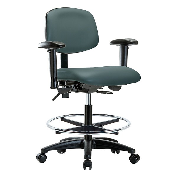 Zoro Select Medium Bench Chair Ergonomic Chair, Adjustable Arms, 21" to 28-1/4" Height, Vinyl, Black - BR-VMBCH-RG-T1-A1-CF-RC-8546