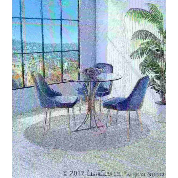 Lumisource Marcel Dining Chair with Chrome Frame and Blue Velvet Fabric, PK 2 - DC-MARCL BU2
