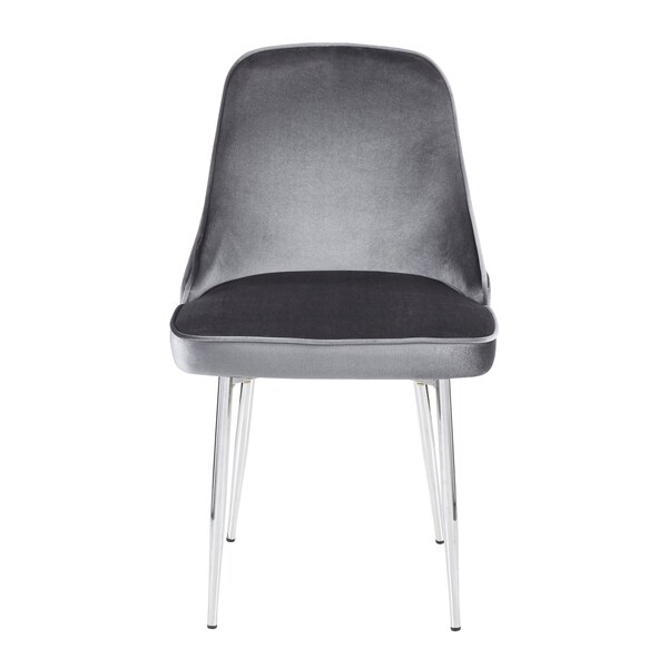Lumisource Marcel Dining Chair with Chrome Frame and Blue Velvet Fabric, PK 2 - DC-MARCL BU2
