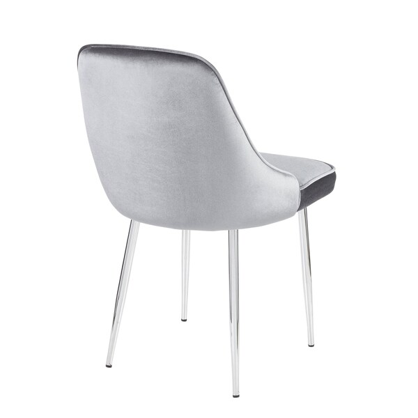 Lumisource Marcel Dining Chair with Chrome Frame and Blue Velvet Fabric, PK 2 - DC-MARCL BU2