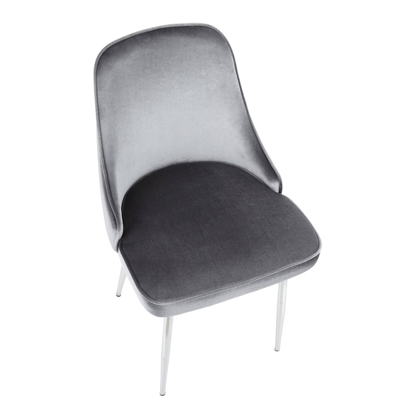 Lumisource Marcel Dining Chair with Chrome Frame and Blue Velvet Fabric, PK 2 - DC-MARCL BU2
