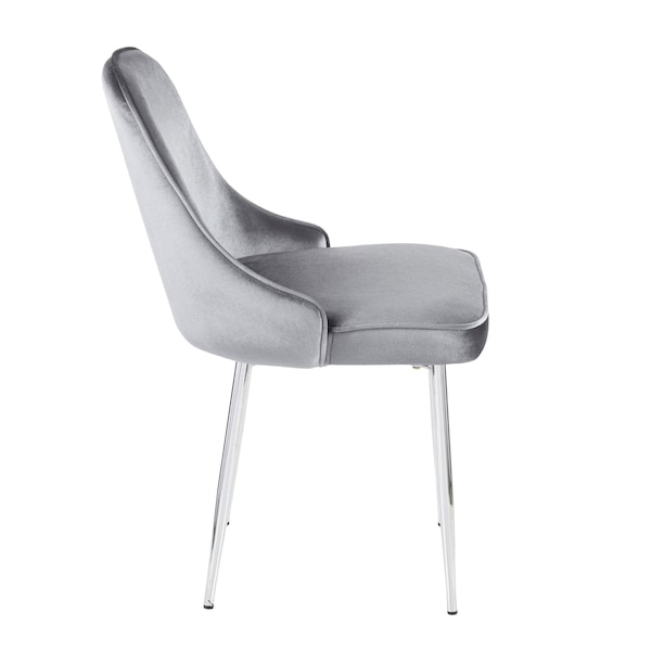 Lumisource Marcel Dining Chair with Chrome Frame and Blue Velvet Fabric, PK 2 - DC-MARCL BU2