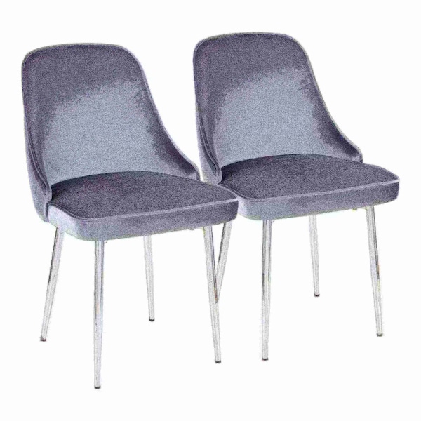 Lumisource Marcel Dining Chair with Chrome Frame and Blue Velvet Fabric, PK 2 - DC-MARCL BU2