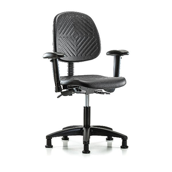 Blue Ridge Ergonomics Desk Chair Desk Chair, Med, Poly, Bk, Tilt, AA, , Glides, Adjustable Arms, 17" to 22" Height, Black; Blue - BR-PDHCH-MB-RG-T1-A1-RG