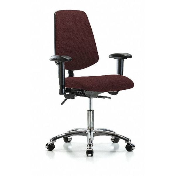 Blue Ridge Ergonomics Desk Chair Fab Desk Chair, Med, Bk, Cast, Bur, Adjustable Arms, 19" to 24" Height, Fabric, Burgundy - BR-FDHCH-MB-CR-T1-A1-CC-F41