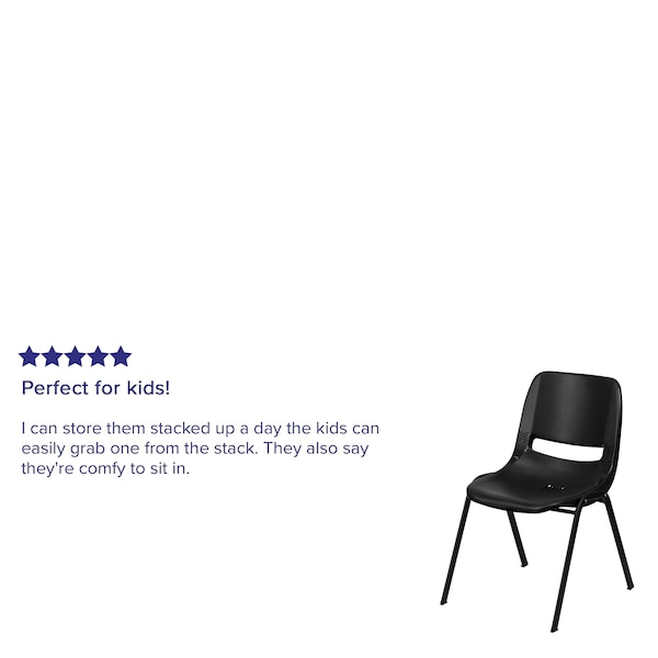 Flash Furniture Stack Chair, Frame, Black, 14" - RUT-14-PDR-BLACK-GG