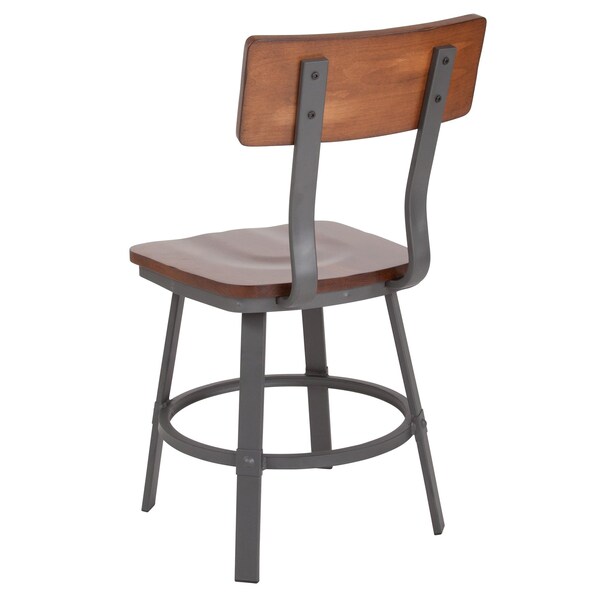 Flash Furniture Flint Restaurant Chair, Gray Back, 16-1/4 in W 22-1/4" L 33-1/2" H - XU-DG-60582-GG