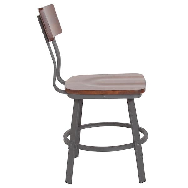 Flash Furniture Flint Restaurant Chair, Gray Back, 16-1/4 in W 22-1/4" L 33-1/2" H - XU-DG-60582-GG