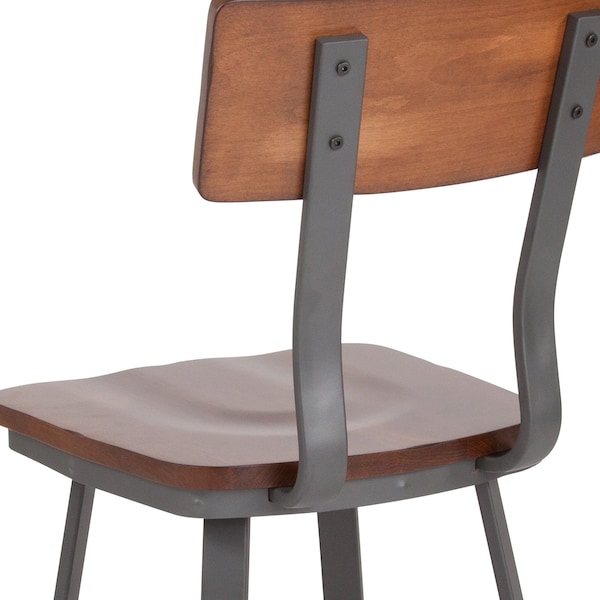 Flash Furniture Flint Restaurant Chair, Gray Back, 16-1/4 in W 22-1/4" L 33-1/2" H - XU-DG-60582-GG