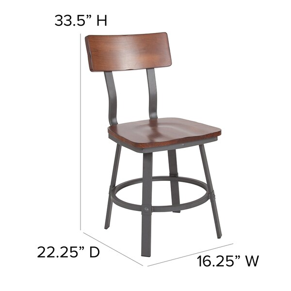 Flash Furniture Flint Restaurant Chair, Gray Back, 16-1/4 in W 22-1/4" L 33-1/2" H - XU-DG-60582-GG