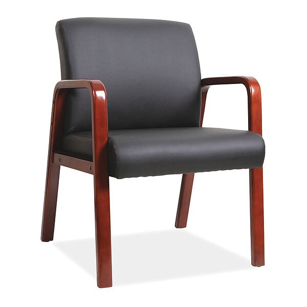 Lorell Guest Chair, Black Back, 24 in W 25.6" L 33.3" H, Fixed, Leather Seat - LLR40202