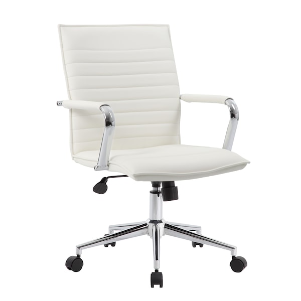 Boss White Vinyl Hospitality Chair - B9533C-WT
