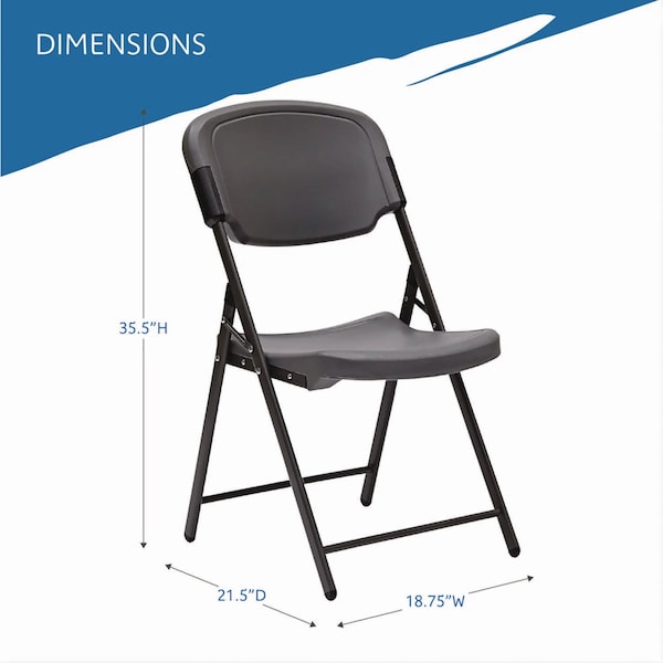 Iceberg Rough N Ready Series Resin Folding Chair, 18.75"W35.5"H - 64007