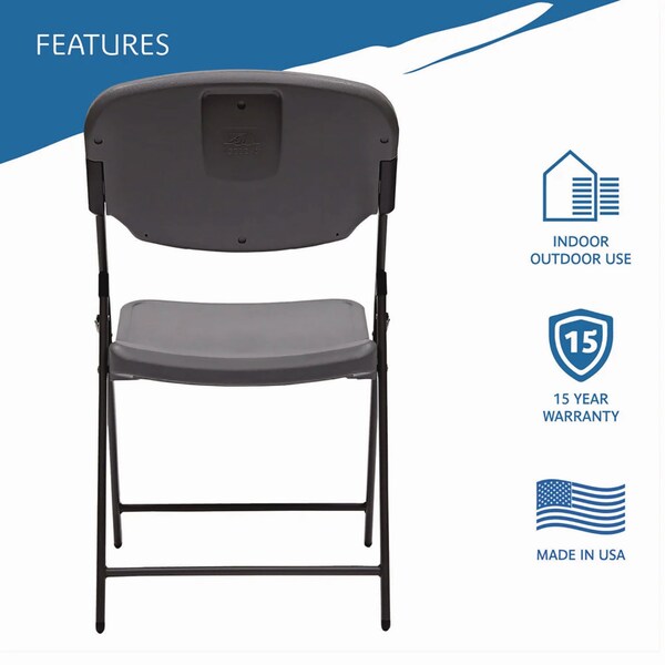 Iceberg Rough N Ready Series Resin Folding Chair, 18.75"W35.5"H - 64007