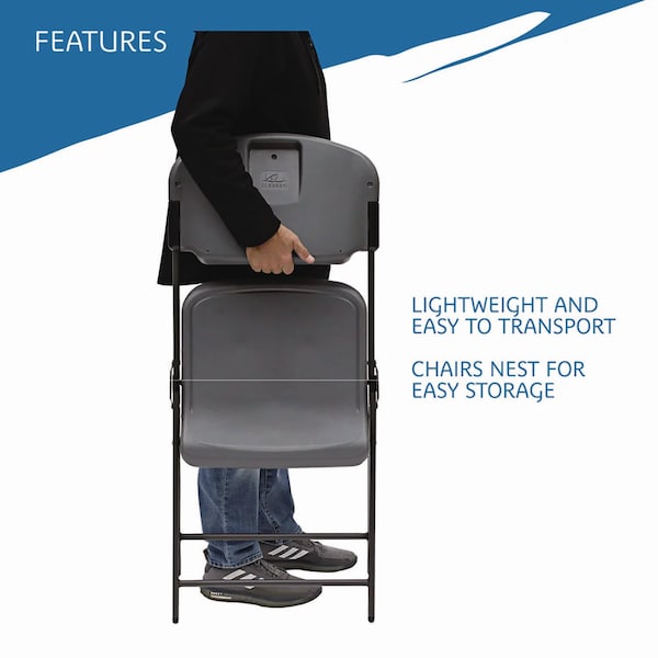 Iceberg Rough N Ready Series Resin Folding Chair, 18.75"W35.5"H - 64007