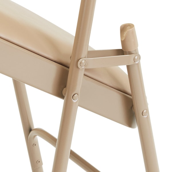 National Public Seating Folding Chair, Vinyl, Beige, PK4 - 1201