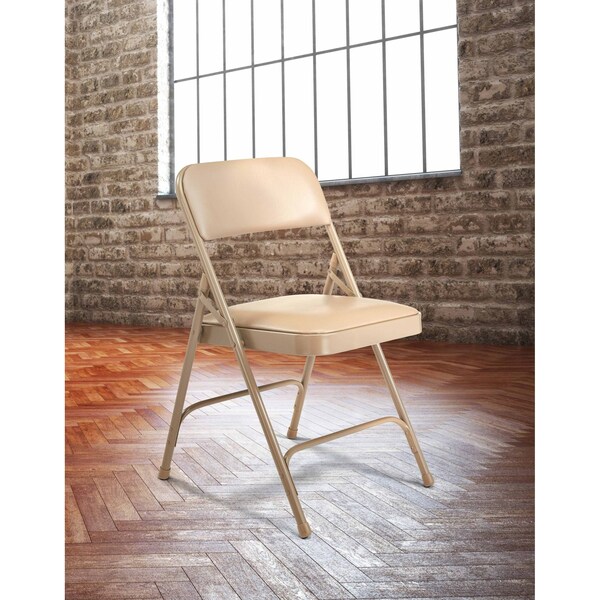 National Public Seating Folding Chair, Vinyl, Beige, PK4 - 1201