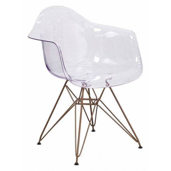 Flash Furniture Alonza Chair, Clear Seat, 24 W 24" L 31.75 H, Polycarbonate, Rubber Seat - FH-132-CPC1-GG