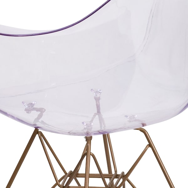 Flash Furniture Alonza Chair, Clear Seat, 24 W 24" L 31.75 H, Polycarbonate, Rubber Seat - FH-132-CPC1-GG