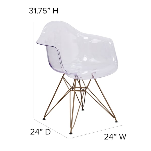 Flash Furniture Alonza Chair, Clear Seat, 24 W 24" L 31.75 H, Polycarbonate, Rubber Seat - FH-132-CPC1-GG