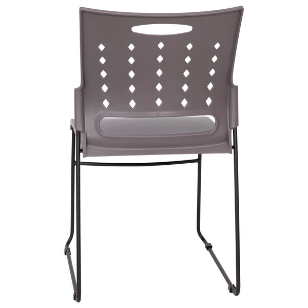 Flash Furniture 881 lb. Capacity Gray Sled Base Stack Chair - RUT-2-GY-BK-GG