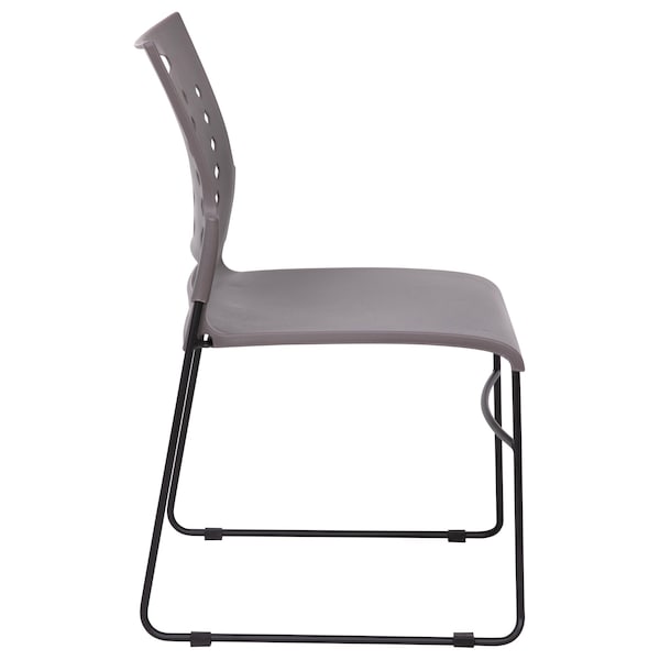 Flash Furniture 881 lb. Capacity Gray Sled Base Stack Chair - RUT-2-GY-BK-GG