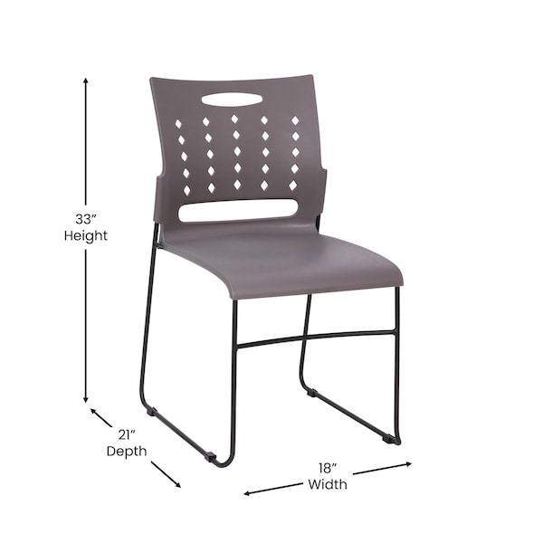 Flash Furniture 881 lb. Capacity Gray Sled Base Stack Chair - RUT-2-GY-BK-GG
