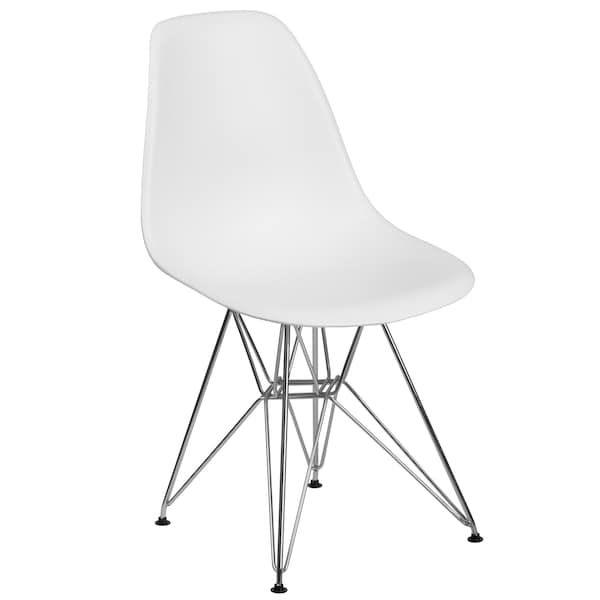 Flash Furniture Elon Chair, White Back, 18-1/4 in W 22-1/2" L 32" H - FH-130-CPP1-WH-GG