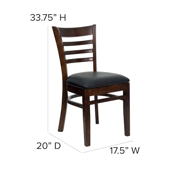 Flash Furniture Hercules Restaurant Chair, Wood Back, 17-1/4 in W 20" L 33-3/4" H - XU-DGW0005LAD-WAL-BLKV-GG