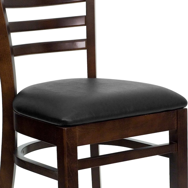 Flash Furniture Hercules Restaurant Chair, Wood Back, 17-1/4 in W 20" L 33-3/4" H - XU-DGW0005LAD-WAL-BLKV-GG