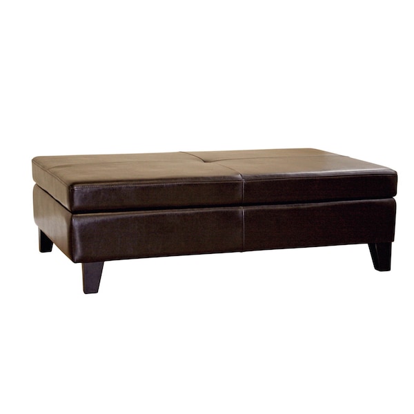Baxton Studio Dark Brown Leather Storage Cocktail Ottoman - A-1962