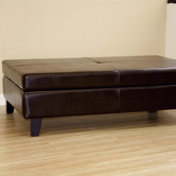 Baxton Studio Dark Brown Leather Storage Cocktail Ottoman - A-1962