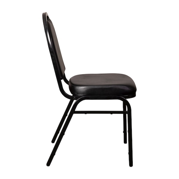 Flash Furniture Black Vinyl Stack Chair with Black Metal Frame - NG-ZG10006-BK-BK-GG