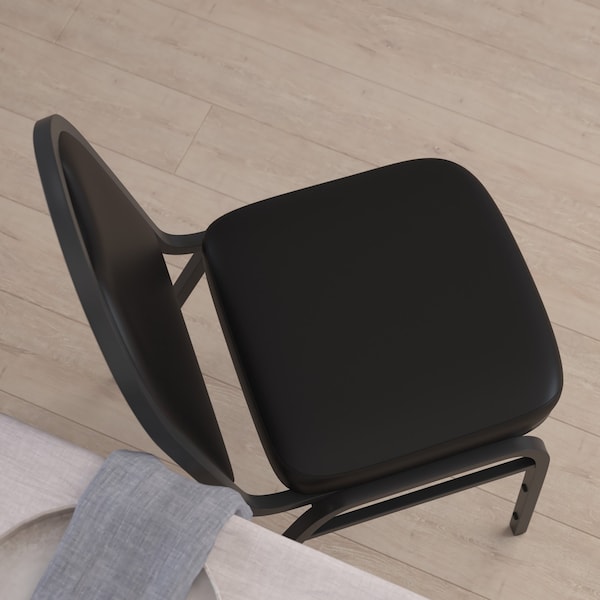Flash Furniture Black Vinyl Stack Chair with Black Metal Frame - NG-ZG10006-BK-BK-GG