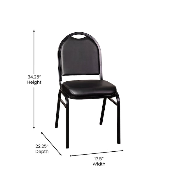 Flash Furniture Black Vinyl Stack Chair with Black Metal Frame - NG-ZG10006-BK-BK-GG
