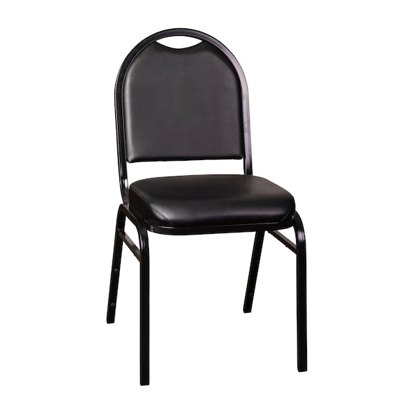 Flash Furniture Black Vinyl Stack Chair with Black Metal Frame - NG-ZG10006-BK-BK-GG