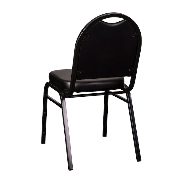 Flash Furniture Black Vinyl Stack Chair with Black Metal Frame - NG-ZG10006-BK-BK-GG