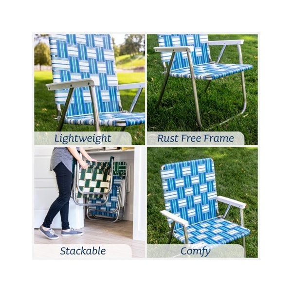 Lawn Chair Usa Lawn Chair USA-High Back Aluminum Beach Chairs (Pair)-Charleston Pattern - BC-C
