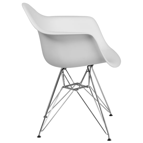 Flash Furniture Alonza Chair, White Seat, White Back, 24.5 W 25" L 31.25 H, Chrome, Polypropylene Seat - FH-132-CPP1-WH-GG